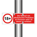 Der Verkauf von alkoholischen Produkten an Personen unter 18 Jahren ist verboten