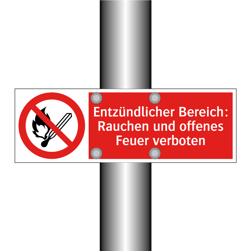 Entzündlicher Bereich: Rauchen und offenes Feuer verboten