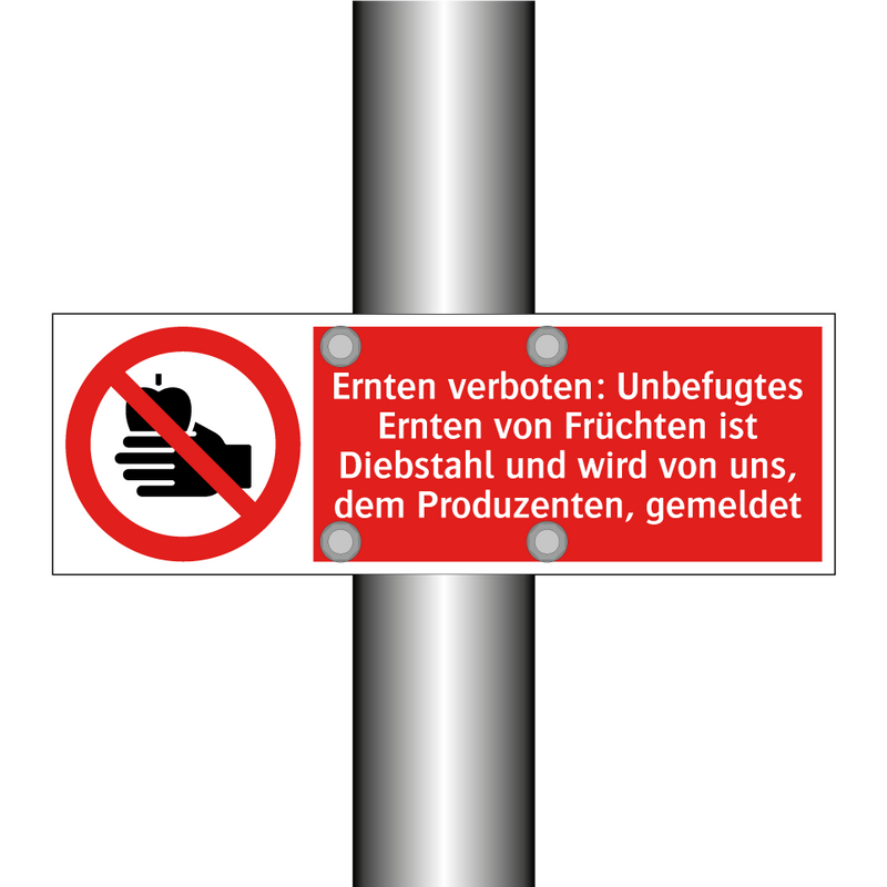 Ernten verboten: Unbefugtes Ernten von Früchten ist Diebstahl und wird von uns, dem Produzenten, gemeldet