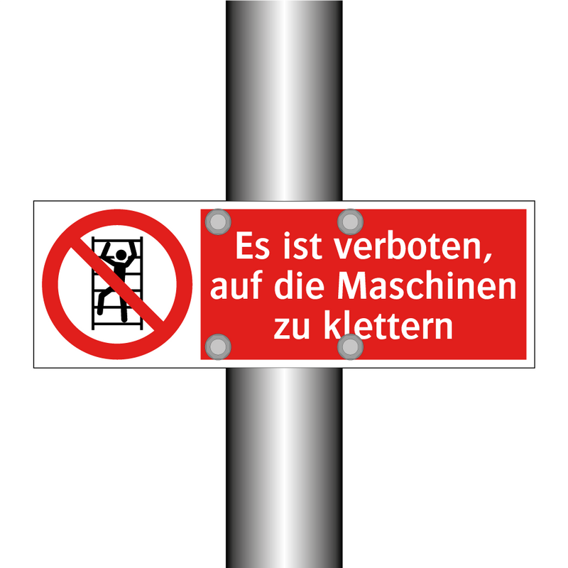 Es ist verboten, auf die Maschinen zu klettern