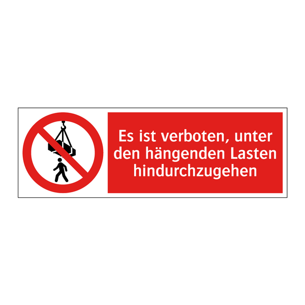 Es ist verboten, unter den hängenden Lasten hindurchzugehen