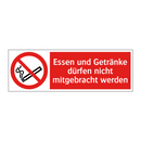Essen und Getränke dürfen nicht mitgebracht werden