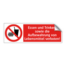 Essen und Trinken, sowie die Aufbewahrung von Lebensmittel verboten!