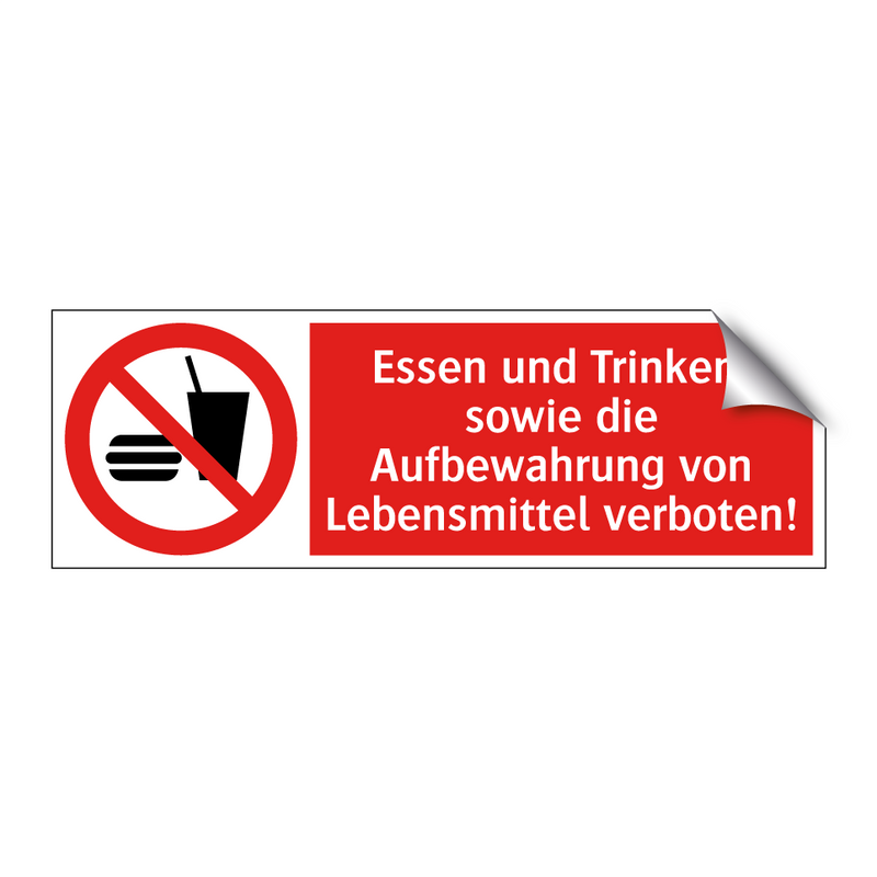 Essen und Trinken, sowie die Aufbewahrung von Lebensmittel verboten!