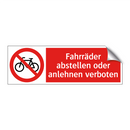 Fahrräder abstellen oder anlehnen verboten