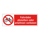 Fahrräder abstellen oder anlehnen verboten