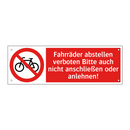 Fahrräder abstellen verboten Bitte auch nicht anschließen oder anlehnen!