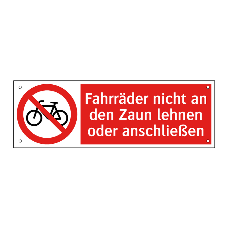 Fahrräder nicht an den Zaun lehnen oder anschließen