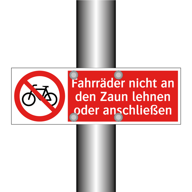 Fahrräder nicht an den Zaun lehnen oder anschließen