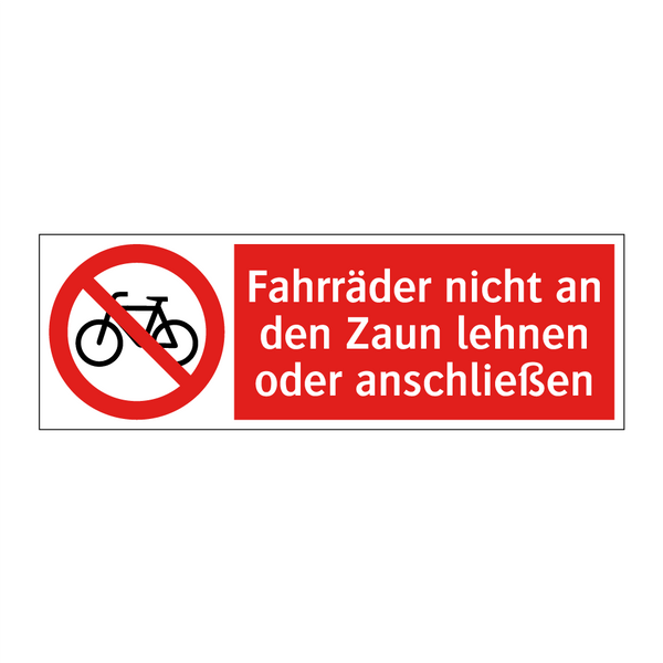 Fahrräder nicht an den Zaun lehnen oder anschließen