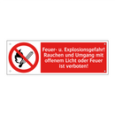 Feuer- u. Explosionsgefahr! Rauchen und Umgang mit offenem Licht oder Feuer ist verboten!