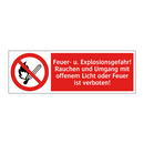 Feuer- u. Explosionsgefahr! Rauchen und Umgang mit offenem Licht oder Feuer ist verboten!