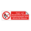 Feuer- und Rauchverbot. Vorsicht! Vergiftungsgefahr beim Betrieb der Motoren