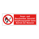 Feuer- und Rauchverbot. Vorsicht! Vergiftungsgefahr beim Betrieb der Motoren