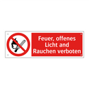 Feuer, offenes Licht and Rauchen verboten