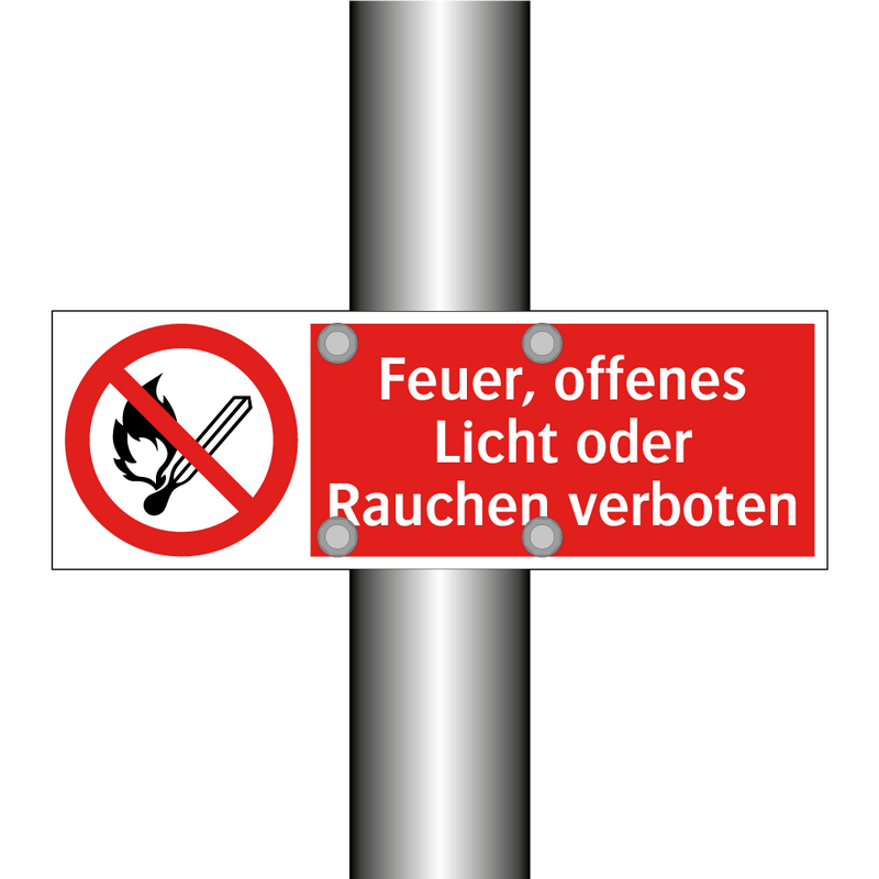 Feuer, offenes Licht oder Rauchen verboten
