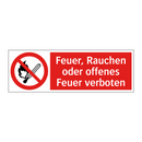 Feuer, Rauchen oder offenes Feuer verboten
