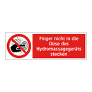 Finger nicht in die Düse des Hydromassagegeräts stecken