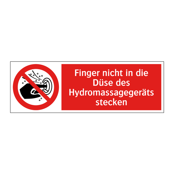 Finger nicht in die Düse des Hydromassagegeräts stecken