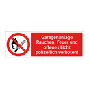 Garagenanlage Rauchen, Feuer und offenes Licht polizeilich verboten!
