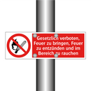 Gesetzlich verboten, Feuer zu bringen, Feuer zu entzünden und im Bereich zu rauchen