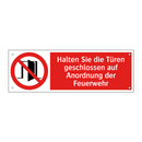 Halten Sie die Türen geschlossen auf Anordnung der Feuerwehr