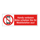 Handy verboten Bitte schalten Sie ihr Mobiltelefon aus!