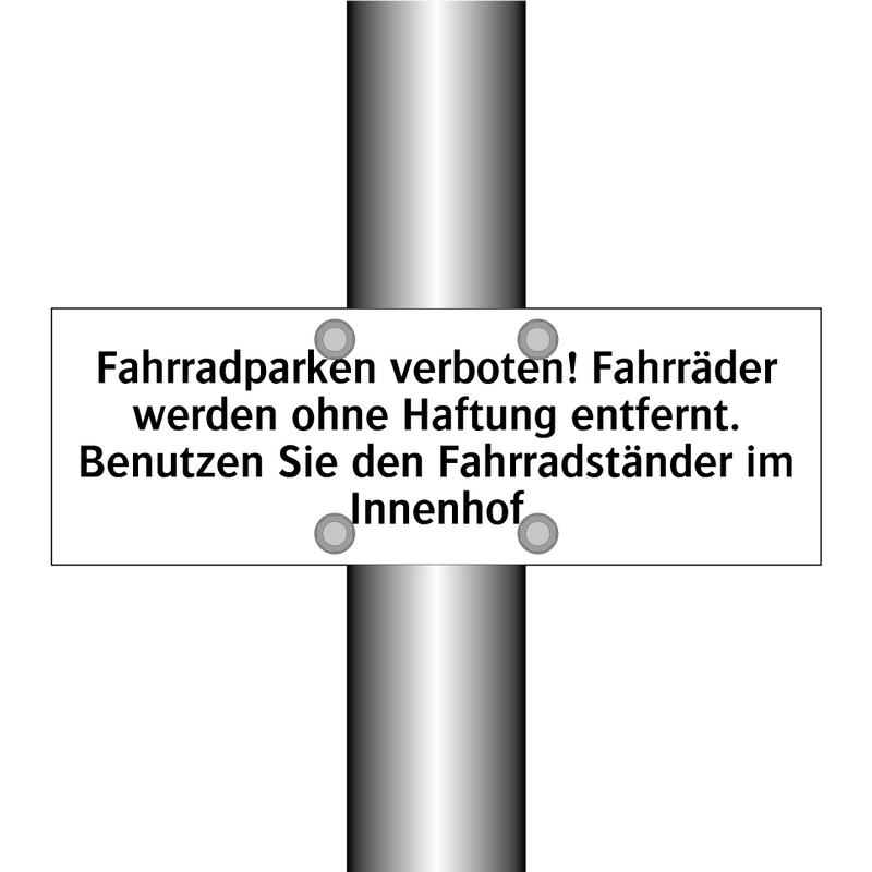 Fahrradparken verboten! Fahrräder werden ohne Haftung entfernt. Benutzen Sie den Fahrradständer im Innenhof