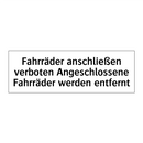 Fahrräder anschließen verboten Angeschlossene Fahrräder werden entfernt