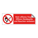 Kein offenes Feuer; Offene Zündquelle und Rauchen verboten