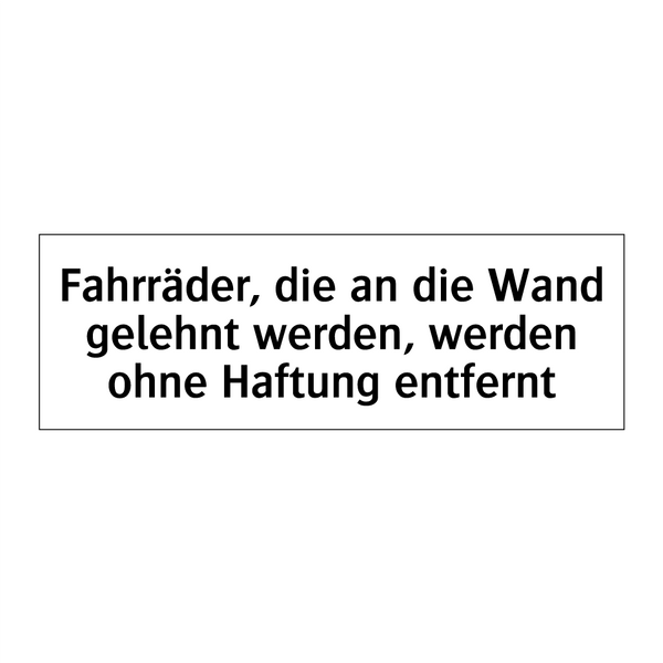 Fahrräder, die an die Wand gelehnt werden, werden ohne Haftung entfernt