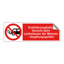 Kraftfahrzeughalle: Vorsicht beim Laufenlassen der Motoren - Vergiftungsgefahr!