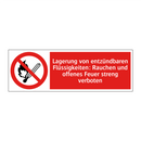 Lagerung von entzündbaren Flüssigkeiten: Rauchen und offenes Feuer streng verboten