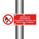 Lagerung von entzündlichen Flüssigkeiten: Rauchen und offenes Feuer verboten