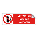Mit Wasser löschen verboten