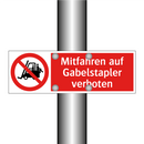 Mitfahren auf Gabelstapler verboten