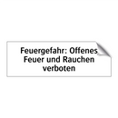 Feuergefahr: Offenes Feuer und Rauchen verboten