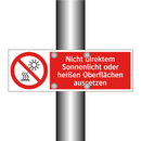 Nicht direktem Sonnenlicht oder heißen Oberflächen aussetzen