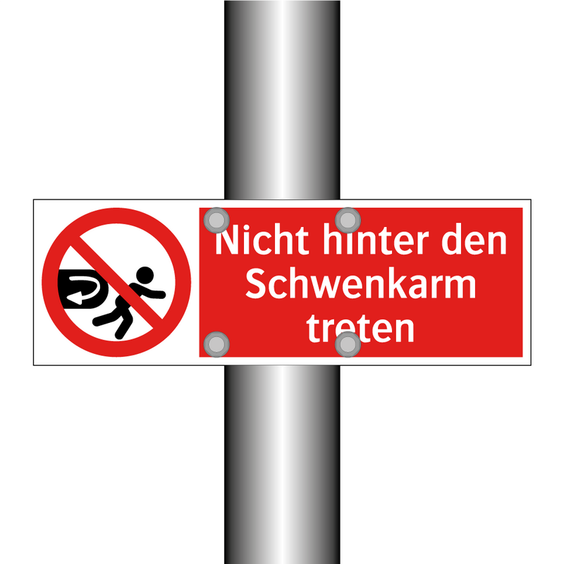 Nicht hinter den Schwenkarm treten