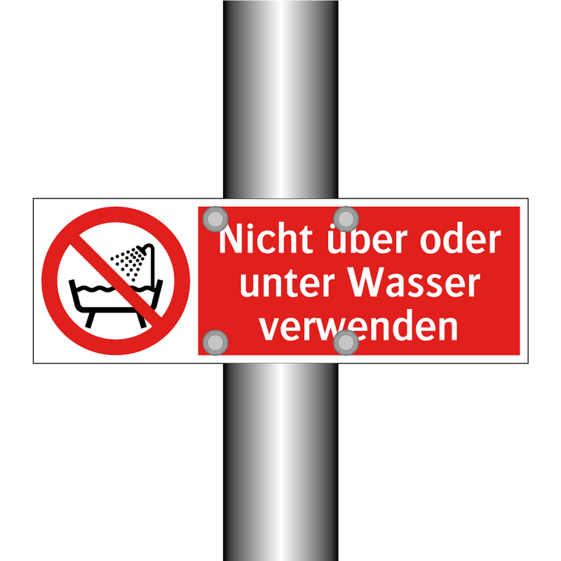 Nicht über oder unter Wasser verwenden
