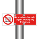 Nichts abstellen oder lagern. Durchgang freihalten
