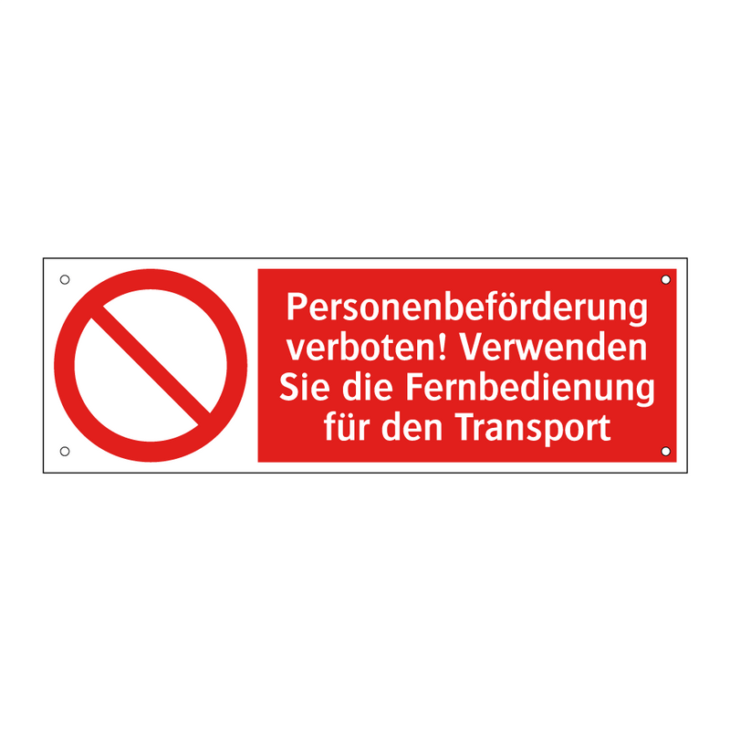Personenbeförderung verboten! Verwenden Sie die Fernbedienung für den Transport