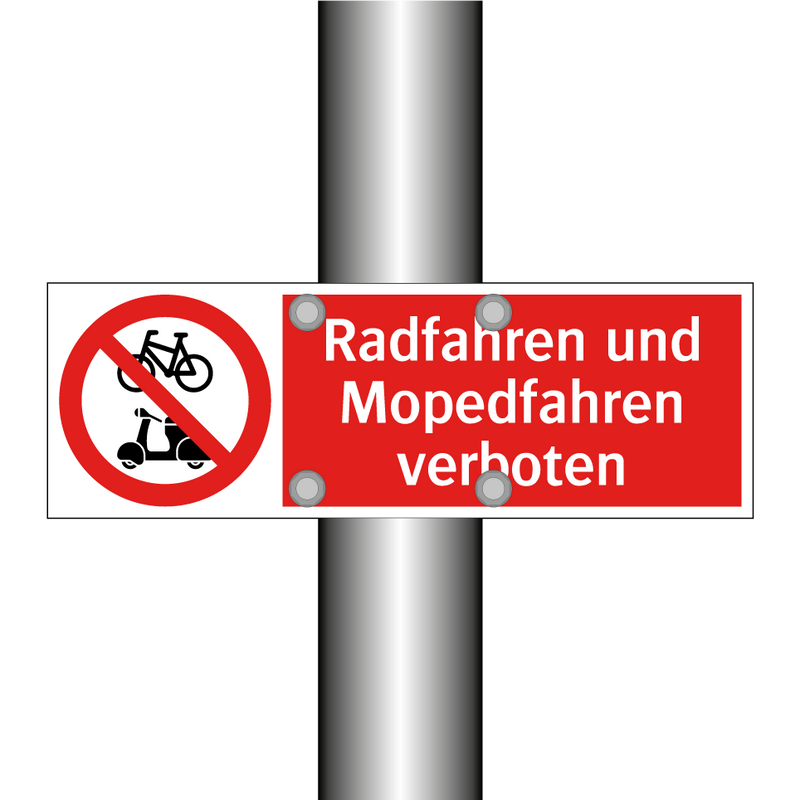 Radfahren und Mopedfahren verboten