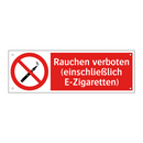 Rauchen verboten (einschließlich E-Zigaretten)
