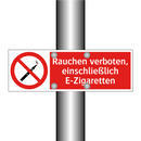 Rauchen verboten, einschließlich E-Zigaretten