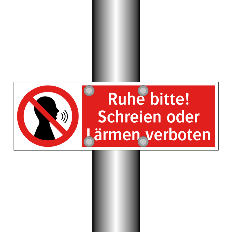 Ruhe bitte! Schreien oder Lärmen verboten