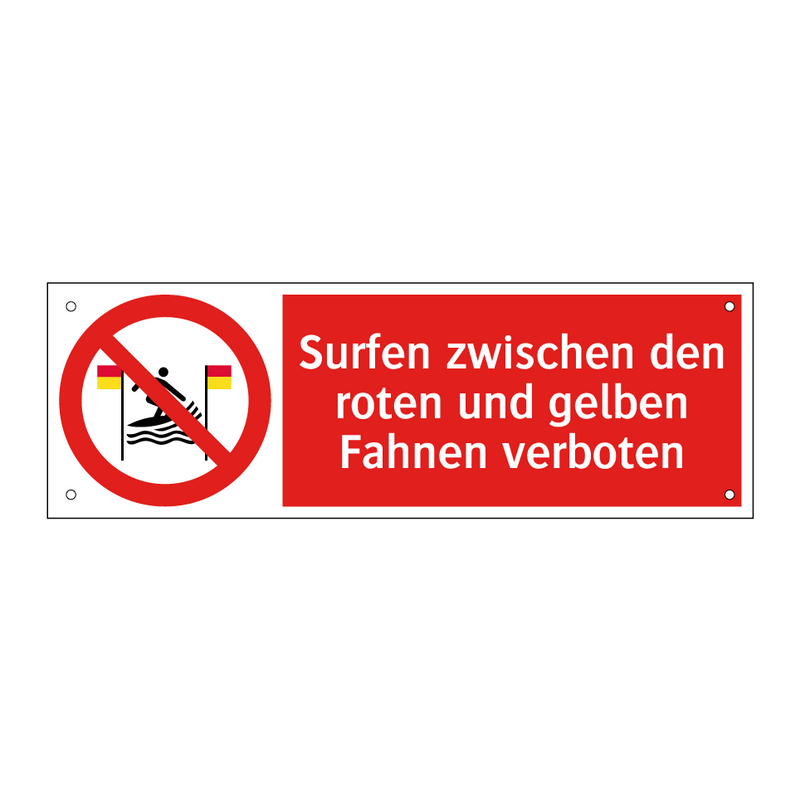 Surfen zwischen den roten und gelben Fahnen verboten