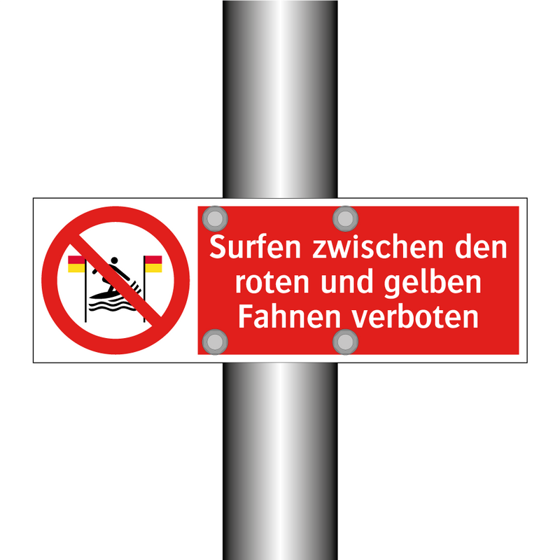 Surfen zwischen den roten und gelben Fahnen verboten