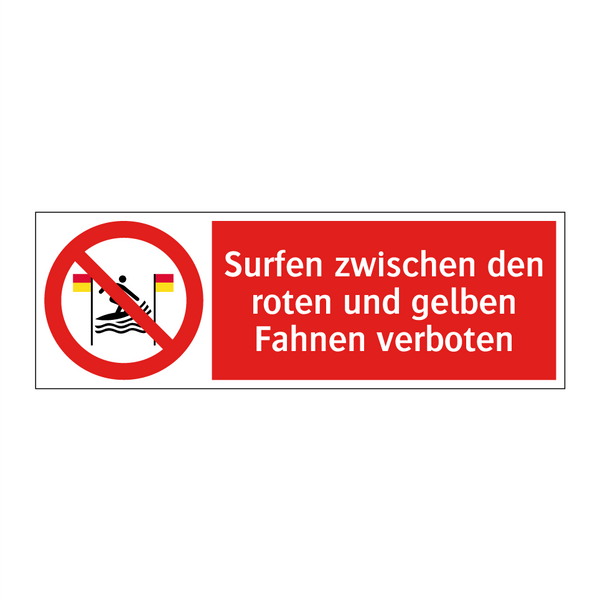 Surfen zwischen den roten und gelben Fahnen verboten