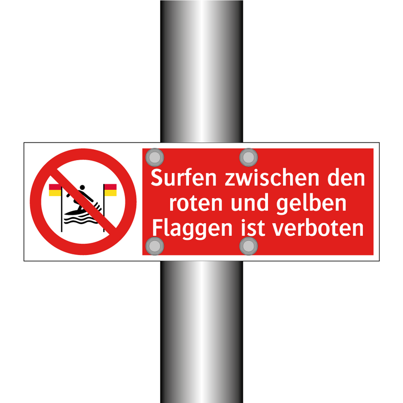 Surfen zwischen den roten und gelben Flaggen ist verboten